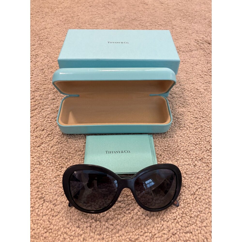 NWT Tiffany & Co TF4118B Crystal Embellished Oval Sunglasses Black
